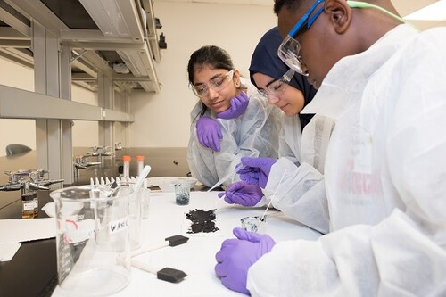 2018 West Campus Pathways to Science Festival, students made their own paint with guidance from scientists from the Institute for the Preservation of Cultural Heritage